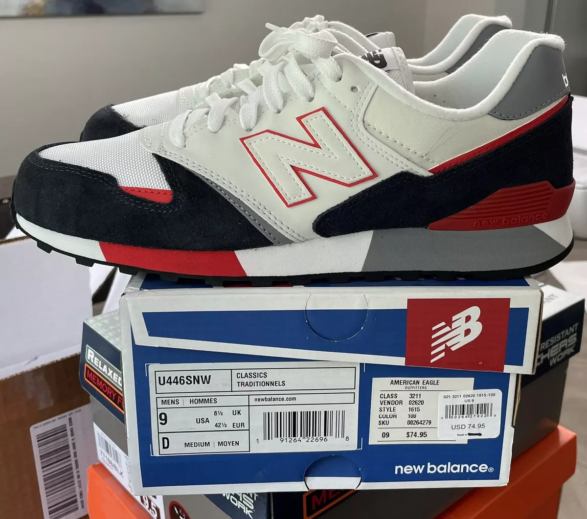 New Balance Classic White Red Patriotic USA Mens 9 New NIB |