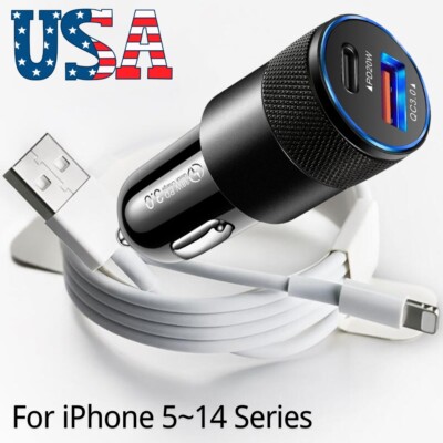 USB Type-C Fast Car Charger 38W Charging Block For Apple iPhone 14 13 12 11 XR 8