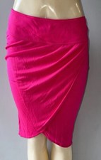 CELINE PINK STRETCH FLAP DETAIL CASUAL SKIRT Sz 40 MADE IN FRANCE