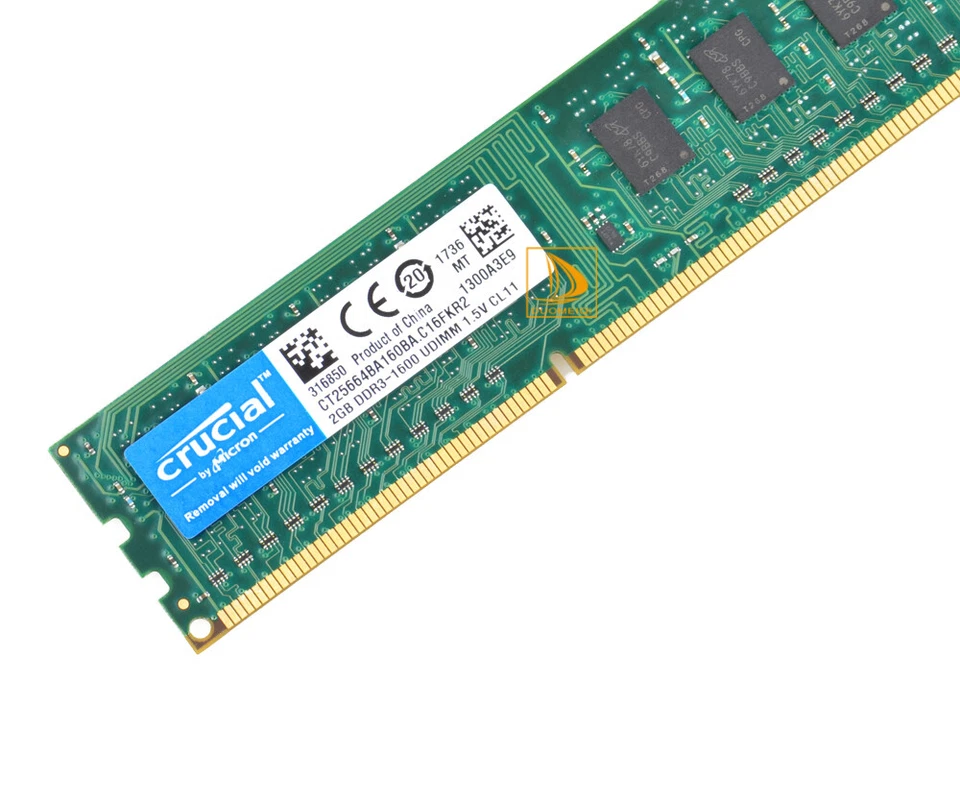 8GB RAM Crucial 4X 2GB 2Rx8 PC3-12800 DDR3 1600MHZ CL11 DIMM Desktop Memory G&S& - Image 4 of 4