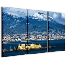 Stampe su tela 3pz.120x90cm Paesaggio 053 Quadri Moderni Golfo Napoli Vesuvio 