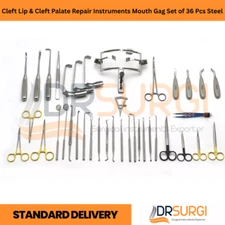 Cleft Lip & Cleft Palate Repair Instruments Mouth Gag Set of 36 Pcs Steel Box