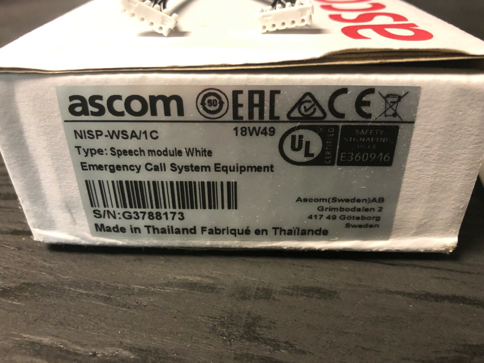 ASCOM SPEECH MODULE WHITE EMERGENCY CALL SYSTEM TELECARE IP NISP-WSA/1C ...