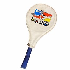 Vintage Disney Big Shot Prince Tennis Racquet Racket w/ Cover Mickey Goofy White