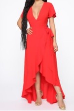 Women Red Wrap Dress
