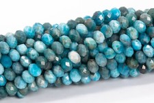 4x3MM Genuine Natural Blue Green Apatite Beads Grade AA Faceted Rondelle Beads