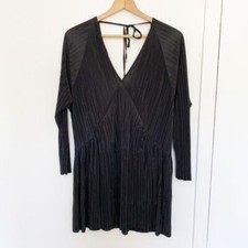 Zara tie back V neck black dress sz S