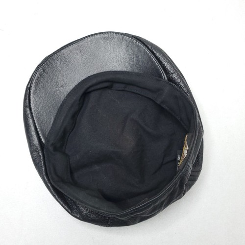 Harley Davidson Black Leather Newsboy Cabbie Hat Cap Size S Biker Motorcycle - Picture 6 of 7
