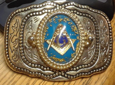 Vintage Masonic Freemason Belt Buckle- Western Style w/appears to be gold specks