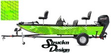 Boat Wrap Modern Lime Vinyl Graphic Kit Abstract Fishing Bass Fish Decal Hexagon
