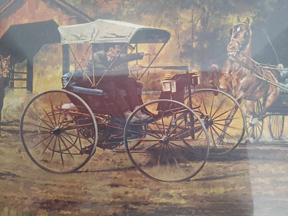 1976 JB Deneen Lithograph Print  Automotive America #1 TRW Vintage car and buggy - Image 4 of 4