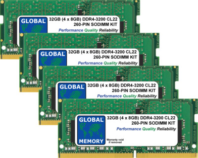 32GB (4 x 8GB) DDR4 3200MHz PC4-25600 260-PIN SODIMM MEMORY RAM