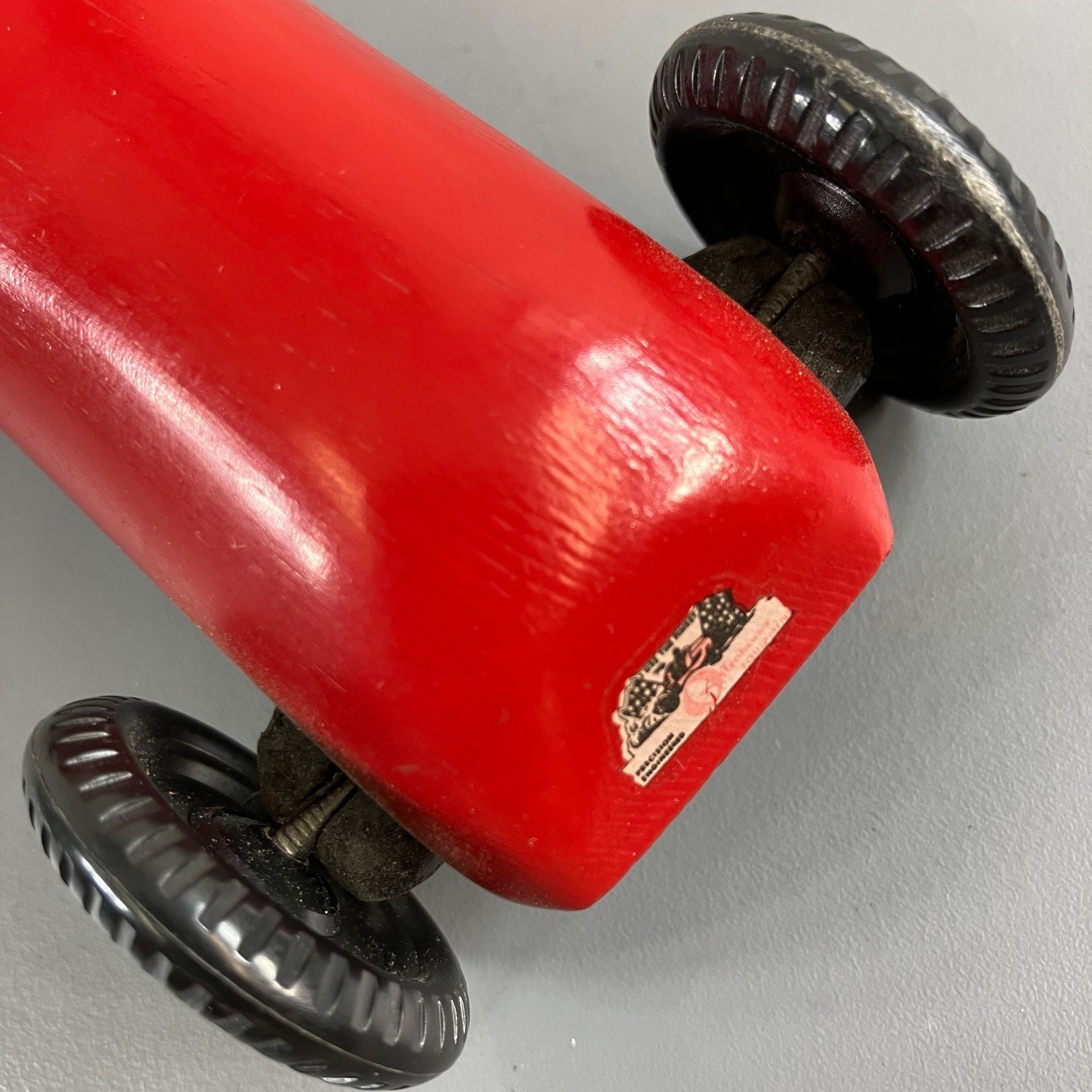 Handmade Custom Pinewood Derby Race Car Red, Vintage 1960s w Decals