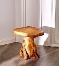 Cedar Live Edge Wood Tree Stump Stool 13.5"x12"x14"H Solid Natural Coffee End