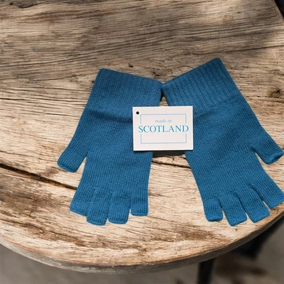 Ladies 100% 4 ply CALDER BLUE cashmere gloves 1/2 Finger Gloves
