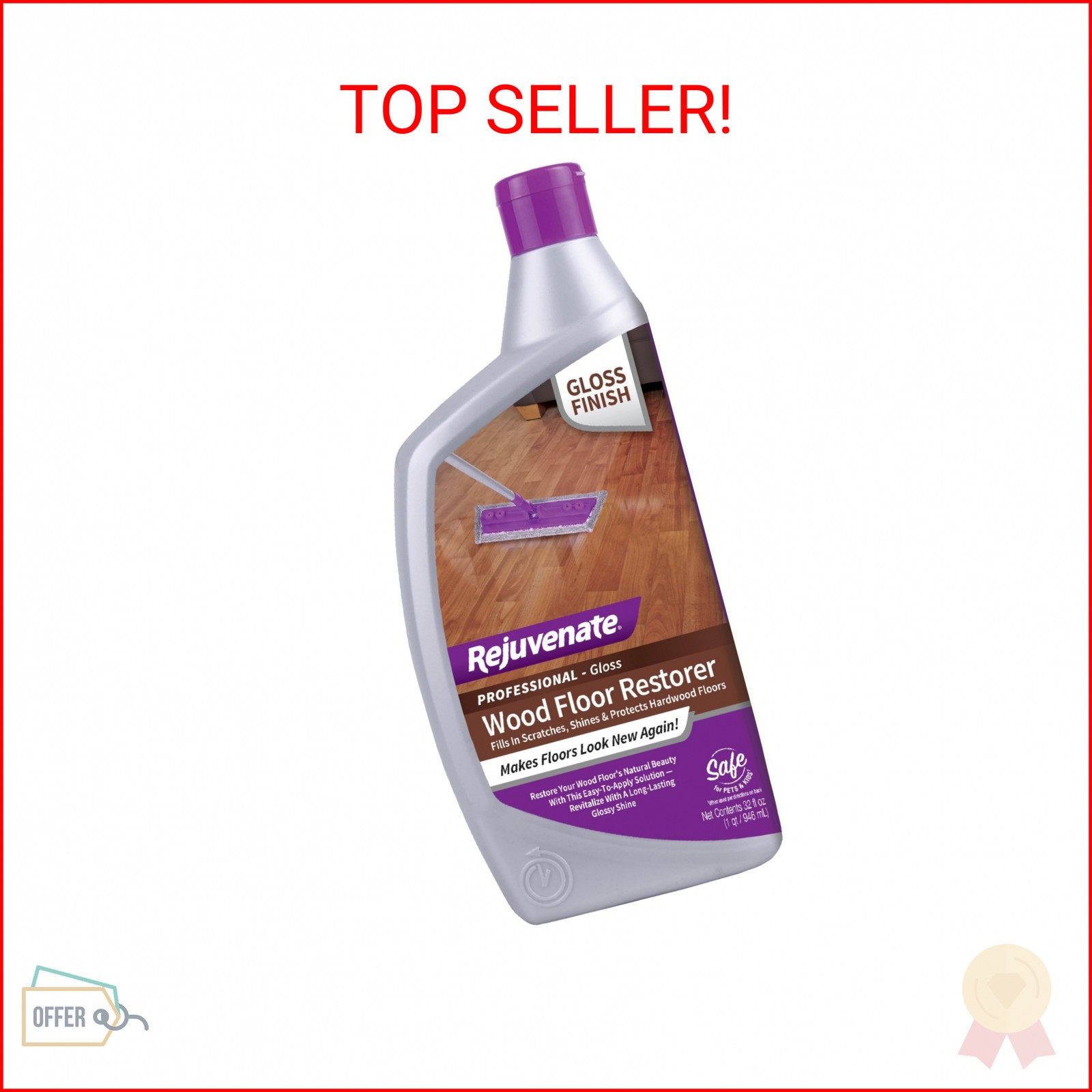 Rejuvenate Professional Wood Floor Restorer and Polish with Durable Finish Easy