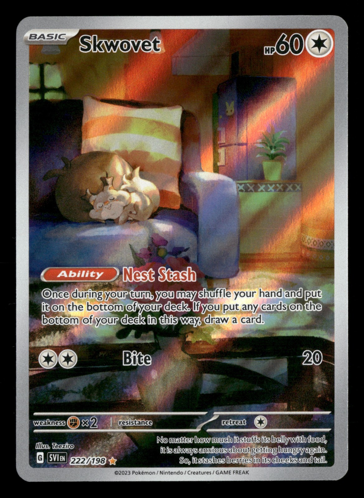 Skwovet - 222/198 - Illustration Rare -  Scarlet & Violet Base - Pokemon - NM/M