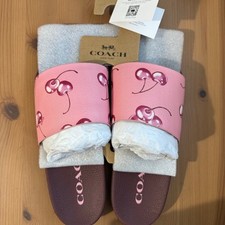 NWT Coach Uli Sport Slide In Signature Canvas With Cherry Print 11