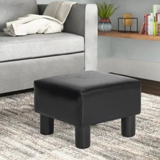 Adeco Footrest Stool Faux Leather Ottoman with Thick