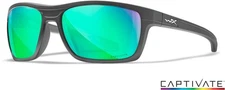 Wiley X Mens Kingpin Sunglasses - Matte Graphite  / Captivate Polarized Green