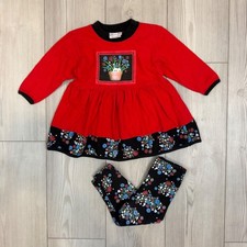 Vintage Spumoni by Rose Cage Red Floral Tunic and Leggings Set Toddler 2T USA