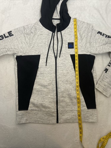 American Eagle Flex Mens Full Zip Up Hoodie Jacket Sz M Grey, Zip Pockets Comfy - Picture 12 of 16