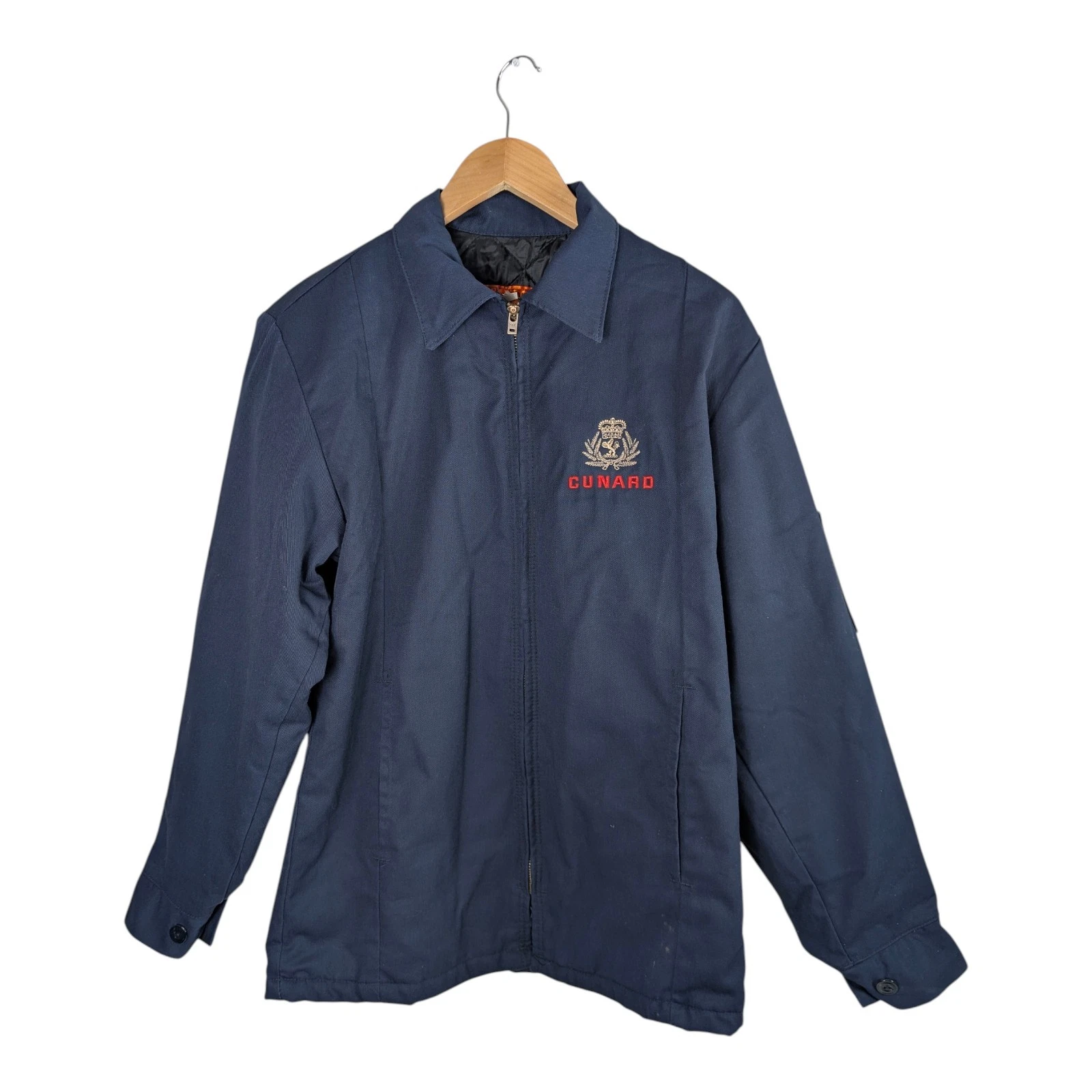 Cunard Red Kat Bomber Jacket Fleece chest Navy Blue, Small Regular 44' Chest Vgc