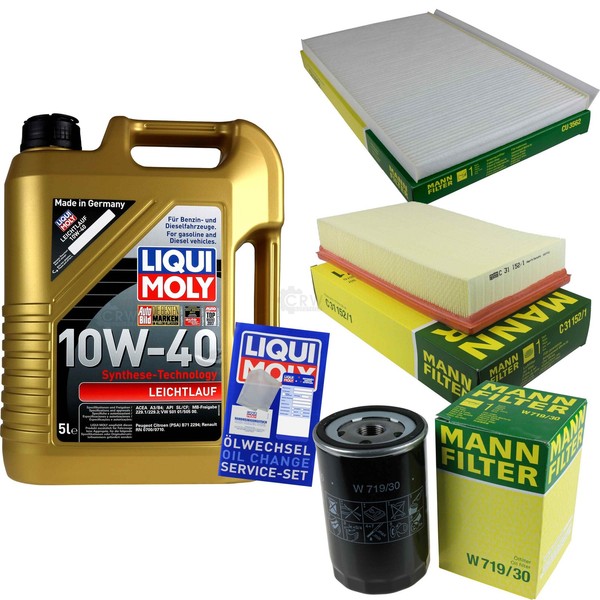 Mann Inspektionspaket 5L Liqui Moly Leichtlauf 10W-40 FüR Audi A6 2.6 2.3 2.8-image