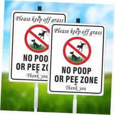 2 Pack No Poop or Pee Zone Yard Signs - Please Keep Off Grass, 11 x 9 Inch