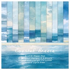 Scrapbook Paper Pad 6x6 Single-Sided Printing,24 6 x 6 inches, Coastal Breeze