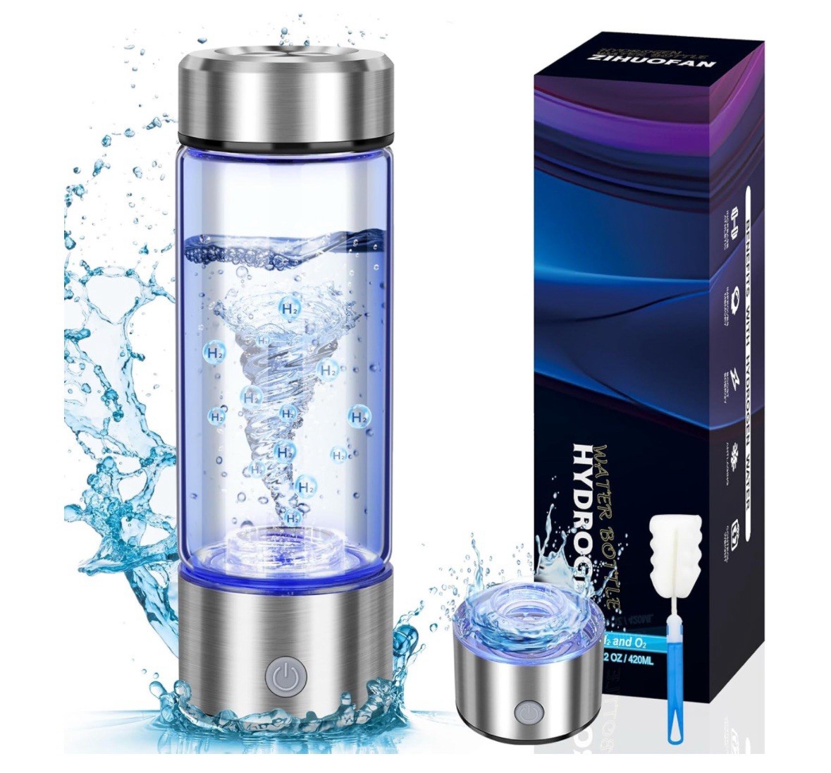 2025 Upgraded Rechargeable Hydrogen Water Bottle with Rich Hydrogen Glass for Home Use