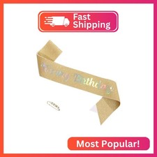 ZHBDPaty 'it's my Birthday' Birthday Girl Sash Glitter with Pearl Pin Party Favo