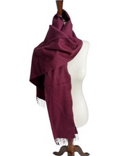 100 Cashmere Red Burgundy Scarf Fringe Made In England