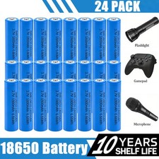 24 Pack 3.7V Rechargeable Button top Batteries 1800mAh / Smart Charger lot