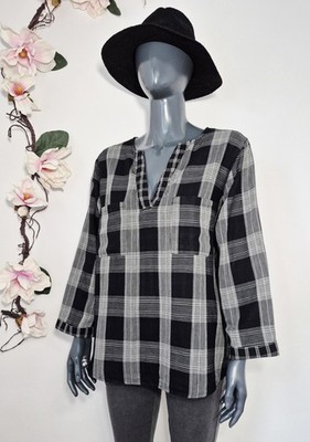    ESPRIT ORGANIC   karierte Bluse Hemd Leicht 7/8 Arm 100% Baumwolle 44 46 XXL