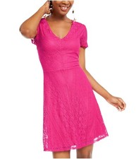 BeBop Womens Lace A-line Dress, Pink, Juniors, Large