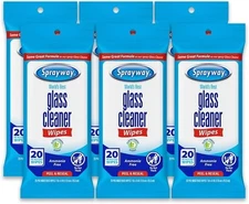 Sprayway Glass Cleaner Wipes, 20ct, Pack of 12, On-the-Go Resealable Package