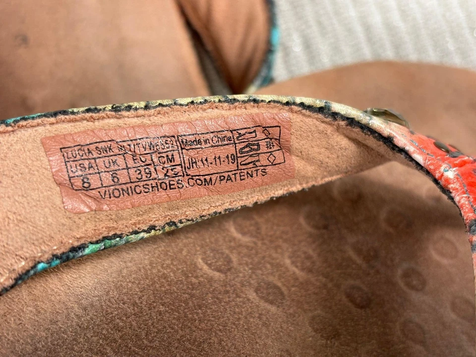 Vionic Shoes Womens Size 8 Multicolor Lucia Snake Thong Sandals Flip Flops - Image 4 of 4