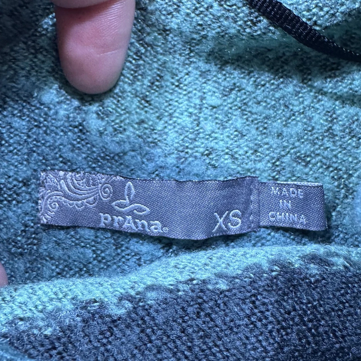 prana santa ana knit cowl neck long sleeve logo sweater