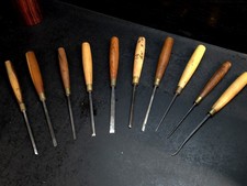 Fantastic Lot Of 10 Addis Carving Chisels Detail Gouges Some Boxwood Handles