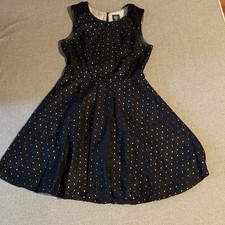 Vince Camuto Dress Women Size 10 Black Eyelet Lace Fit Flare Lined Party Holiday