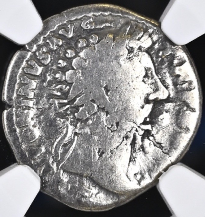 Emperor Marcus Aurelius Silver Denarius 161-180AD NGC Genuine Roman Coin