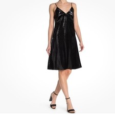 Bailey 44 Dungeon Metallic Velvet Dress Black Small USA Spaghetti Strap
