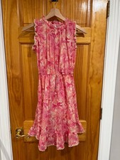 Zimmermann Kids Ginger Palm Print Flip Hem Dress Pink Size 12