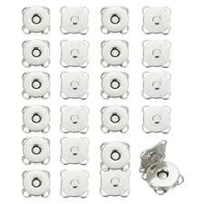 12 Sets Magnetic Snap Buttons, 14mm Plum Blossom Snaps Closures, Silver Tone