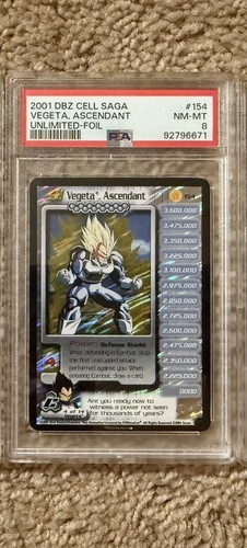 2001 SCORE DRAGON BALL Z CELL SAGA UNLIMITED-FOIL #154 VEGETA, ASCENDANT PSA 8