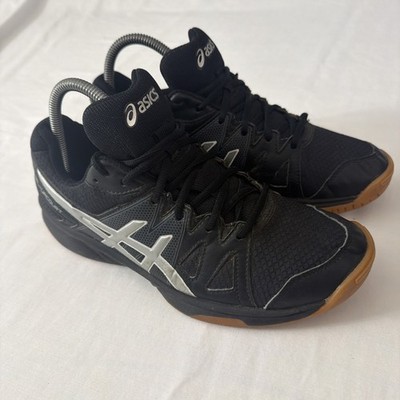 Asics Gel-Upcourt C413N Womens Sz 7 Black Silver Volleyball Athletic Shoes Gym