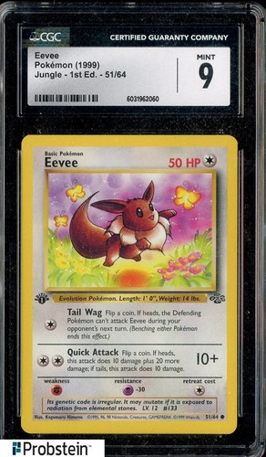 1999 Pokemon Jungle 1st Edition #51 Eevee CGC 9 MINT