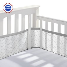 Breathable Mesh Liner Full Size Cribs Classic 3mm Gray Chevron BreathableBaby