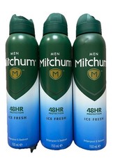 Lot of 3 Mitchum Men Spray - Antiperspirant  Deodorant - Ice Fresh 150 ml New